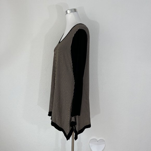 Philosophy Tunic Top Womens XXL Long Sleeve Scoop Neck Black Tan Striped NWT - Picture 4 of 16